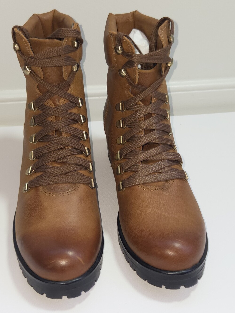 Steve Madden CALWAY Leather Lug Sole Hiker Combat Boots Brown Womens 11 - Picture 3 of 16